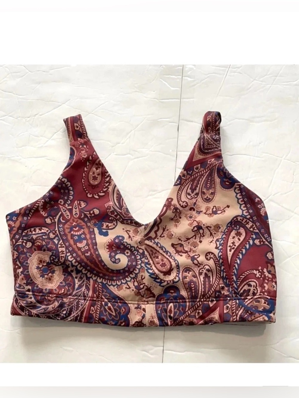 KiraGrace paisley print sports bra Brown tan blue Size S Athletic Activewear